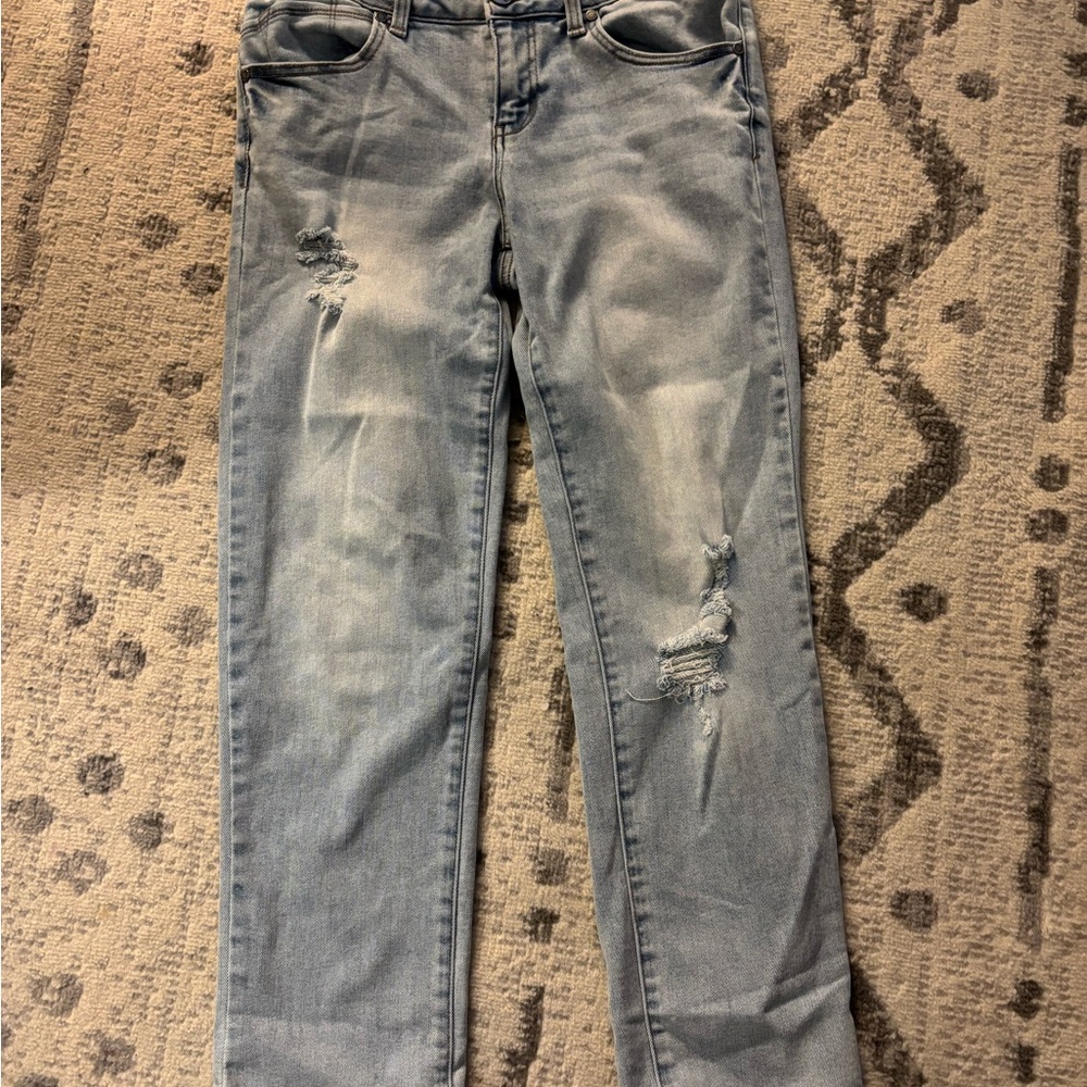 1822 Denim Light Blue Distressed Skinny Jeans